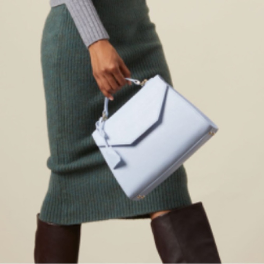 Italic Audrey Embossed Leather Satchel Bag in Periwinkle